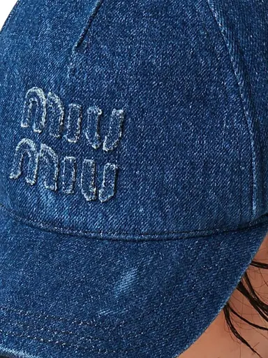 Miu Miu Women's Denim Baseball Cap - Blue - Size Medium | Thumbnail 2 Miu Miu Women's Denim Baseball Cap - Blue - Size Medium | Thumbnail 2