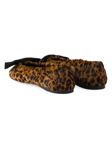 Prada Women's Printed Leather Ballerinas with Bow - Beige Khaki | Thumbnail 3 Prada Women's Printed Leather Ballerinas with Bow - Beige Khaki | Thumbnail 3