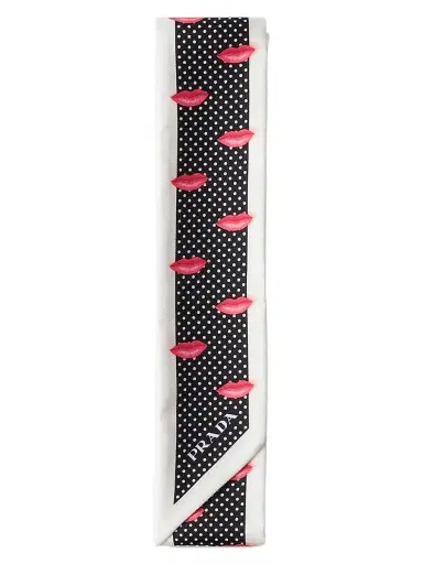 Prada Women's Printed Silk Twill Skinny Scarf | Thumbnail 1 Prada Women's Printed Silk Twill Skinny Scarf | Thumbnail 1