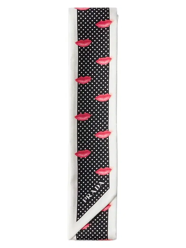 Prada Women's Printed Silk Twill Skinny Scarf - Black