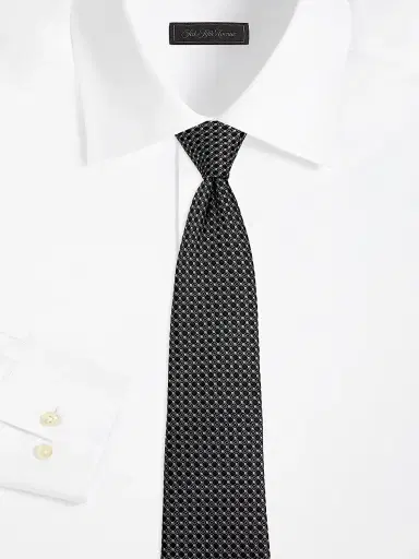Giorgio Armani Men's Geometric Woven Silk Jacquard Tie - Black | Thumbnail 2