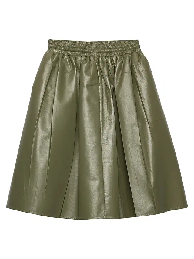 Women's Pleated Nappa Leather Skirt - Green
