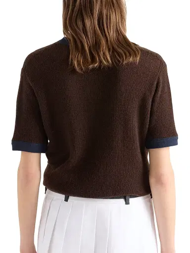 Prada Women's Short-Sleeved Cashmere Sweater - Brown - Size 12 | Thumbnail 3