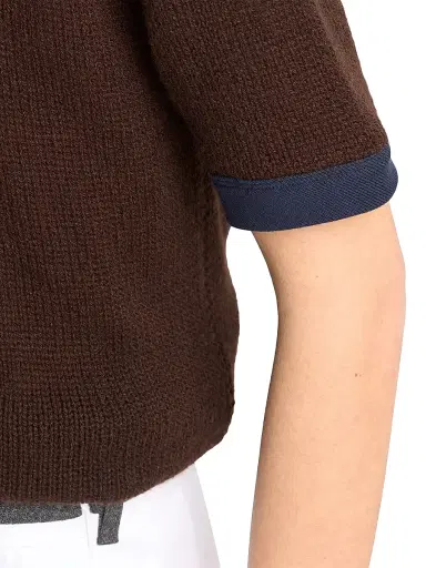 Prada Women's Short-Sleeved Cashmere Sweater - Brown - Size 12 | Thumbnail 4