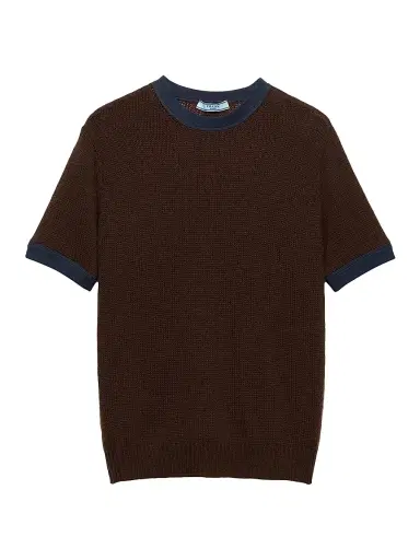 Prada Women's Short-Sleeved Cashmere Sweater - Brown - Size 12 | Thumbnail 1