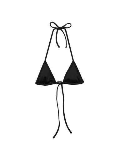 Prada Women's Interlock Fabric Triangle Bikini Top - Black - Size Medium | Thumbnail 1 Prada Women's Interlock Fabric Triangle Bikini Top - Black - Size Medium | Thumbnail 1
