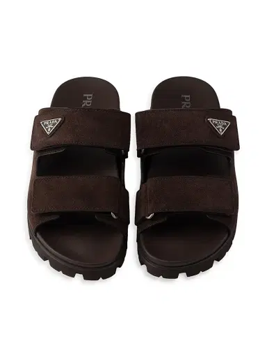 Prada Men's Suede Band Sandals - Dark Brown - Size 12 | Thumbnail 3