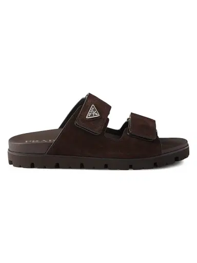 Prada Men's Suede Band Sandals - Dark Brown - Size 12 | Thumbnail 1