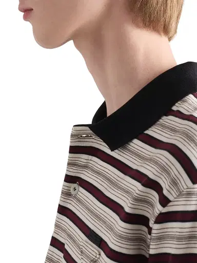 Prada Men's Short-Sleeved Cotton Polo Shirt - Beige Khaki | Thumbnail 5
