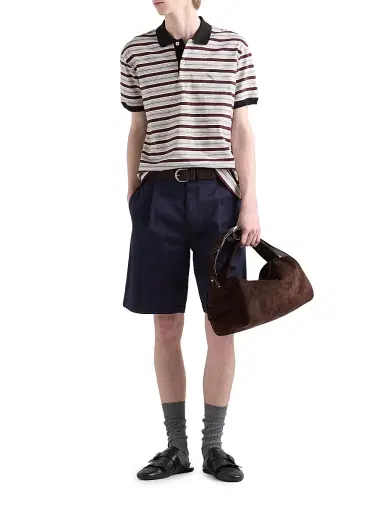 Prada Men's Short-Sleeved Cotton Polo Shirt - Beige Khaki | Thumbnail 6