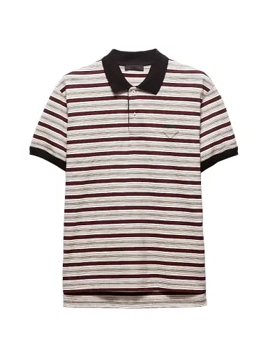 Prada Men's Short-Sleeved Cotton Polo Shirt - Beige Khaki | Thumbnail 1