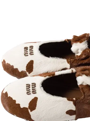 Miu Miu Women's Ruches Calf Hair Ballerinas | Thumbnail 2 Miu Miu Women's Ruches Calf Hair Ballerinas | Thumbnail 2
