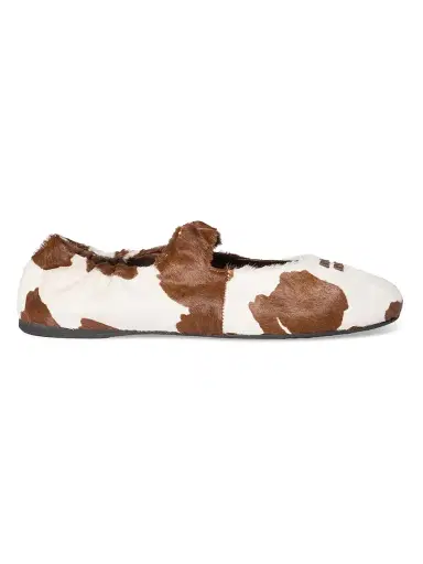 Miu Miu Women's Ruches Calf Hair Ballerinas - White - Size 10 | Thumbnail 1 Miu Miu Women's Ruches Calf Hair Ballerinas - White - Size 10 | Thumbnail 1
