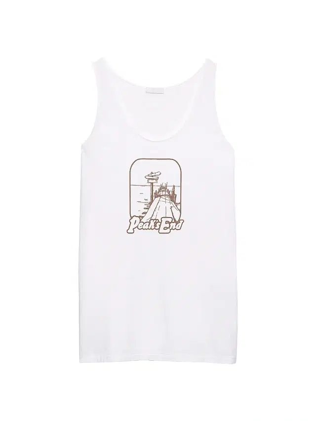 Men's Printed Cotton Tank Top - White