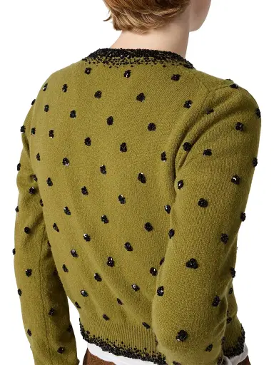 Miu Miu Women's Embroidered Cashmere Cardigan - Green | Thumbnail 5