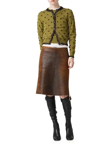 Miu Miu Women's Embroidered Cashmere Cardigan - Green | Thumbnail 6
