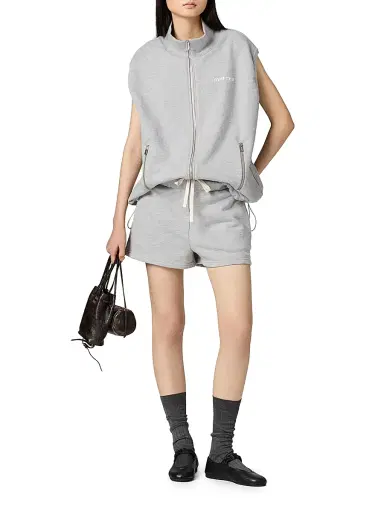 Miu Miu Women's Cotton Fleece Vest Sweatshirt - Grey - Size Large | Thumbnail 2 Miu Miu Women's Cotton Fleece Vest Sweatshirt - Grey - Size Large | Thumbnail 2