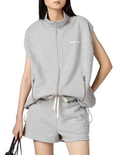 Miu Miu Women's Cotton Fleece Vest Sweatshirt - Grey - Size Large | Thumbnail 3 Miu Miu Women's Cotton Fleece Vest Sweatshirt - Grey - Size Large | Thumbnail 3