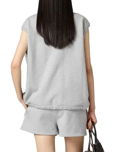 Miu Miu Women's Cotton Fleece Vest Sweatshirt - Grey - Size Large | Thumbnail 4 Miu Miu Women's Cotton Fleece Vest Sweatshirt - Grey - Size Large | Thumbnail 4