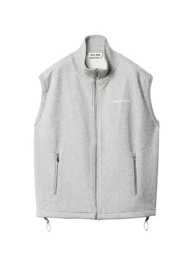 Miu Miu Women's Cotton Fleece Vest Sweatshirt - Grey - Size Large | Thumbnail 1 Miu Miu Women's Cotton Fleece Vest Sweatshirt - Grey - Size Large | Thumbnail 1