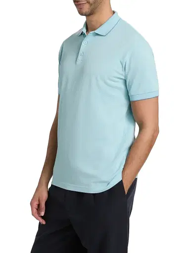 Giorgio Armani Men's Cotton Jersey Polo Shirt - Solid Turquoise - Size 46 | Thumbnail 4
