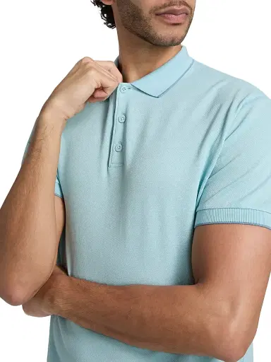 Giorgio Armani Men's Cotton Jersey Polo Shirt - Solid Turquoise - Size 46 | Thumbnail 6