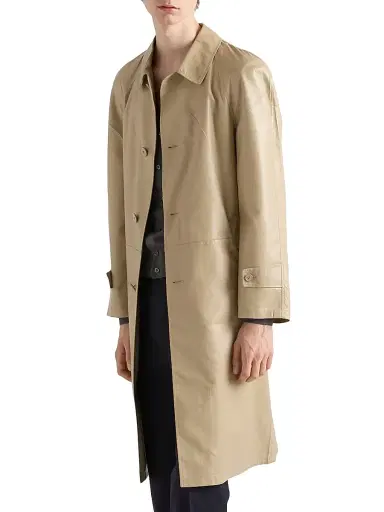 Prada Men's Nappa Leather Coat - Beige Khaki - Size 40 | Thumbnail 2 Prada Men's Nappa Leather Coat - Beige Khaki - Size 40 | Thumbnail 2
