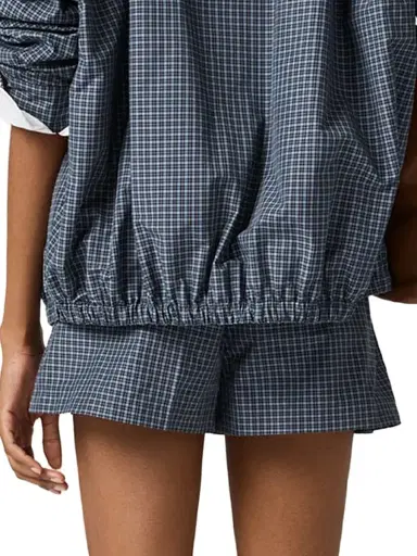 Miu Miu Women's Checked Technical Fabric Mini Skort - Blue - Size 6 | Thumbnail 4