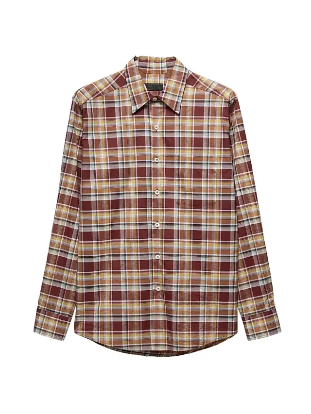 Men's Checked Cotton Shirt - Brown