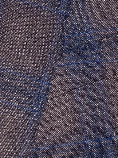 Emporio Armani Men's Plaid Single-Breasted Jacket - Navy Brown - Size 38 | Thumbnail 7