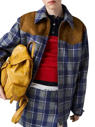 Miu Miu Women's Checked Blouson Jacket - Grey - Size 0 | Thumbnail 5 Miu Miu Women's Checked Blouson Jacket - Grey - Size 0 | Thumbnail 5