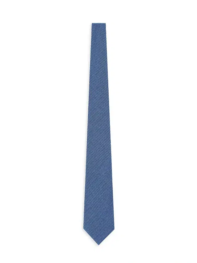 Giorgio Armani Men's Textured Woven Silk Jacquard Tie - Blue