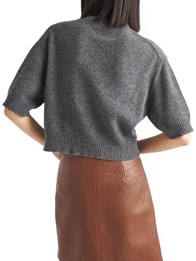Prada Women's Wool and Cashmere Crew-Neck Sweater - Grey | Thumbnail 3 Prada Women's Wool and Cashmere Crew-Neck Sweater - Grey | Thumbnail 3