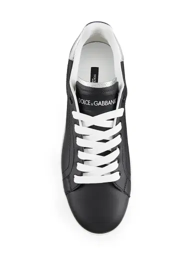 Dolce & Gabbana Women's Portofino Logo Leather Sneakers - Nero Argento - Size 10.5 | Thumbnail 5 Dolce & Gabbana Women's Portofino Logo Leather Sneakers - Nero Argento - Size 10.5 | Thumbnail 5