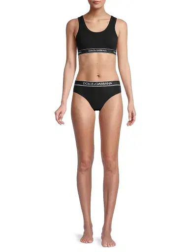 Dolce & Gabbana Women's Logo Band Sports Bra - Black - Size Medium | Thumbnail 2