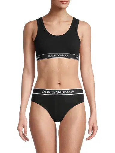 Dolce & Gabbana Women's Logo Band Sports Bra - Black - Size Medium | Thumbnail 3