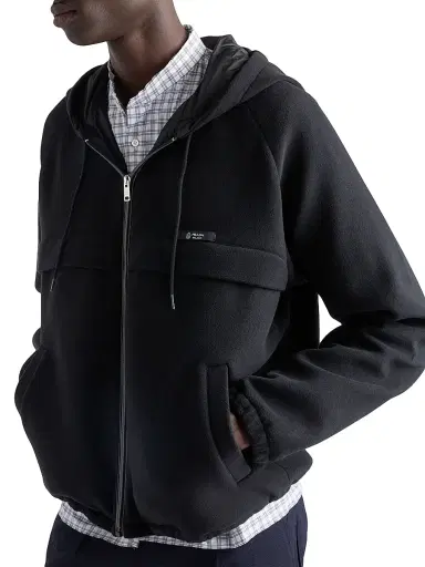 Prada Men's Hooded Technical Fabric Blouson Jacket - Black | Thumbnail 4 Prada Men's Hooded Technical Fabric Blouson Jacket - Black | Thumbnail 4