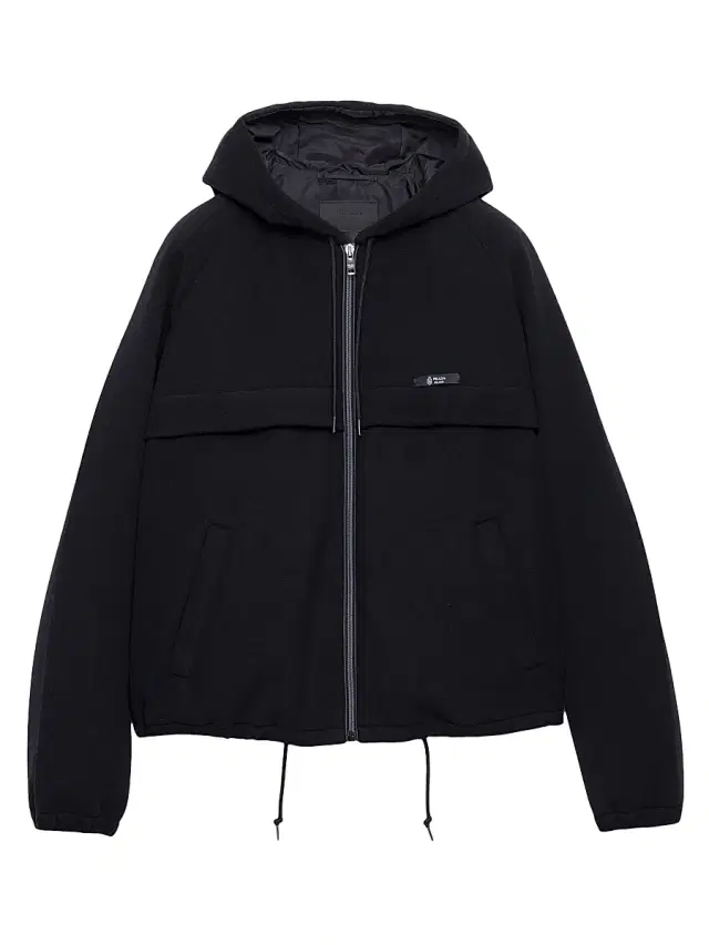Men's Hooded Technical Fabric Blouson Jacket - Black