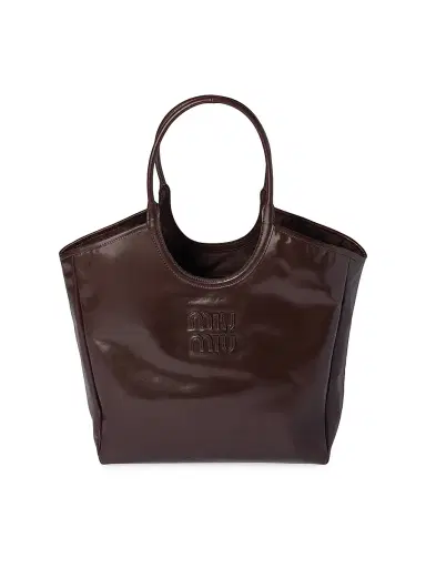 Miu Miu Women's Ivy Leather Tote Bag - Brown | Thumbnail 1 Miu Miu Women's Ivy Leather Tote Bag - Brown | Thumbnail 1