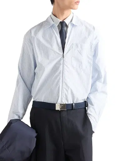 Prada Men's Stretch Cotton Shirt - Off White - Size 17.5 | Thumbnail 2