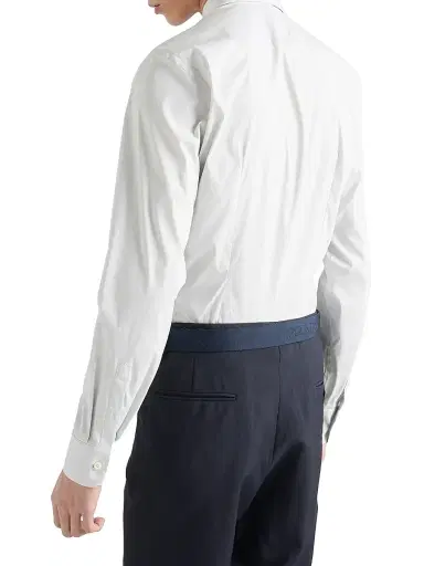 Prada Men's Stretch Cotton Shirt - Off White - Size 17.5 | Thumbnail 3