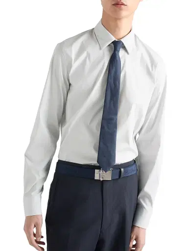Prada Men's Stretch Cotton Shirt - Off White - Size 17.5 | Thumbnail 4