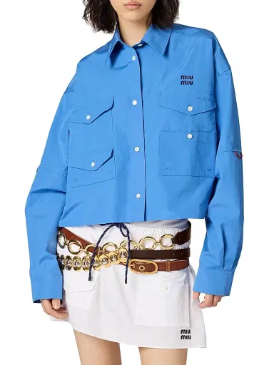Miu Miu Women's Poplin Shirt - Blue - Size 2 | Thumbnail 2 Miu Miu Women's Poplin Shirt - Blue - Size 2 | Thumbnail 2