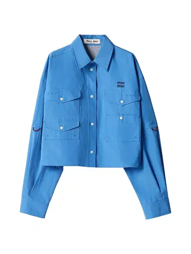 Miu Miu Women's Poplin Shirt - Blue - Size 2 | Thumbnail 1 Miu Miu Women's Poplin Shirt - Blue - Size 2 | Thumbnail 1