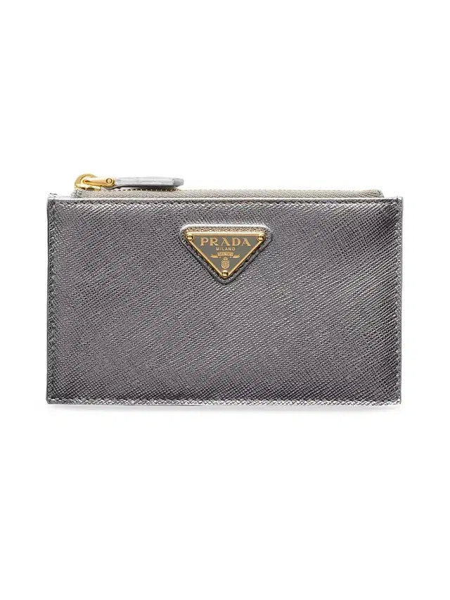Prada Women's Saffiano Leather Card Holder - Silver