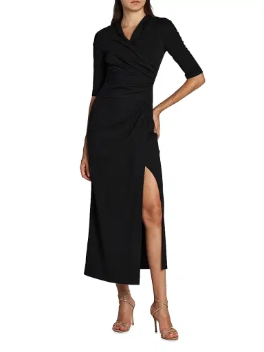 Giorgio Armani Women's Ruched Midi-Dress - Black - Size 6 | Thumbnail 2 Giorgio Armani Women's Ruched Midi-Dress - Black - Size 6 | Thumbnail 2