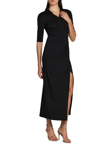 Giorgio Armani Women's Ruched Midi-Dress - Black - Size 6 | Thumbnail 4 Giorgio Armani Women's Ruched Midi-Dress - Black - Size 6 | Thumbnail 4