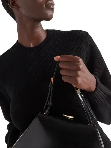 Prada Women's Wool and Cashmere Crew-Neck Sweater - Black | Thumbnail 3
