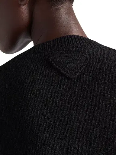 Prada Women's Wool and Cashmere Crew-Neck Sweater - Black | Thumbnail 4