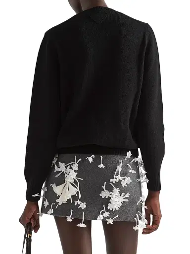 Prada Women's Wool and Cashmere Crew-Neck Sweater - Black | Thumbnail 5